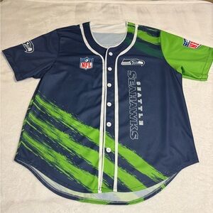 Seattle Seahawks Blue and Green Men's Jersey- Unisex. (Missing size tag) Sz LG